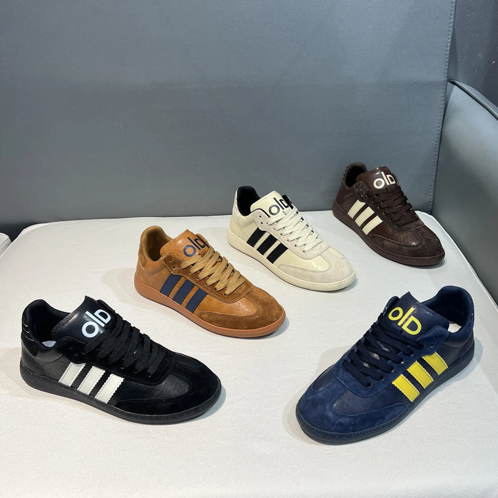 潮牌条纹德训鞋时尚运动百搭软底软面舒适男士潮流休闲鞋秋季低帮