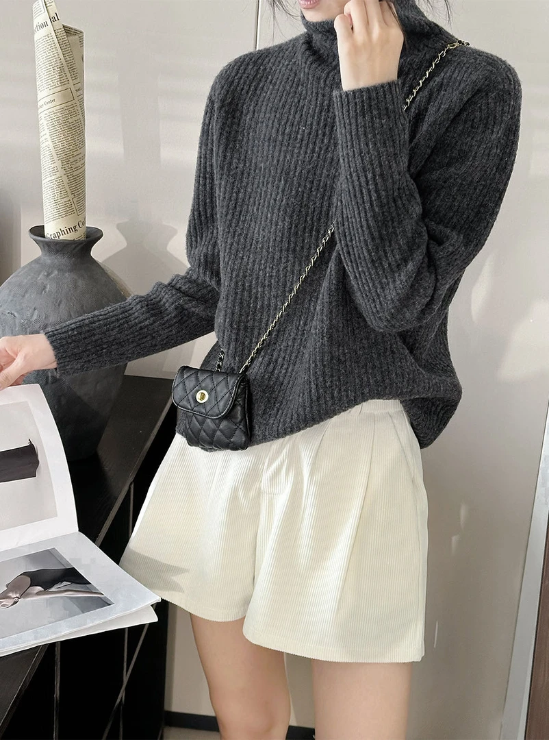 韩版加厚保暖高领毛衣女秋冬新款慵懒风高级感羊毛软糯针织衫上衣