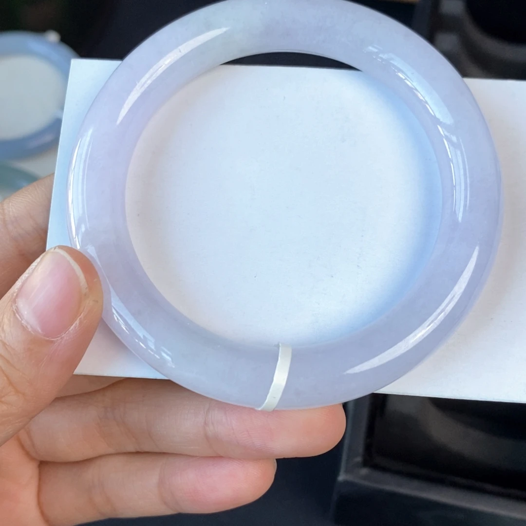 翡翠未镶嵌手镯55冰紫