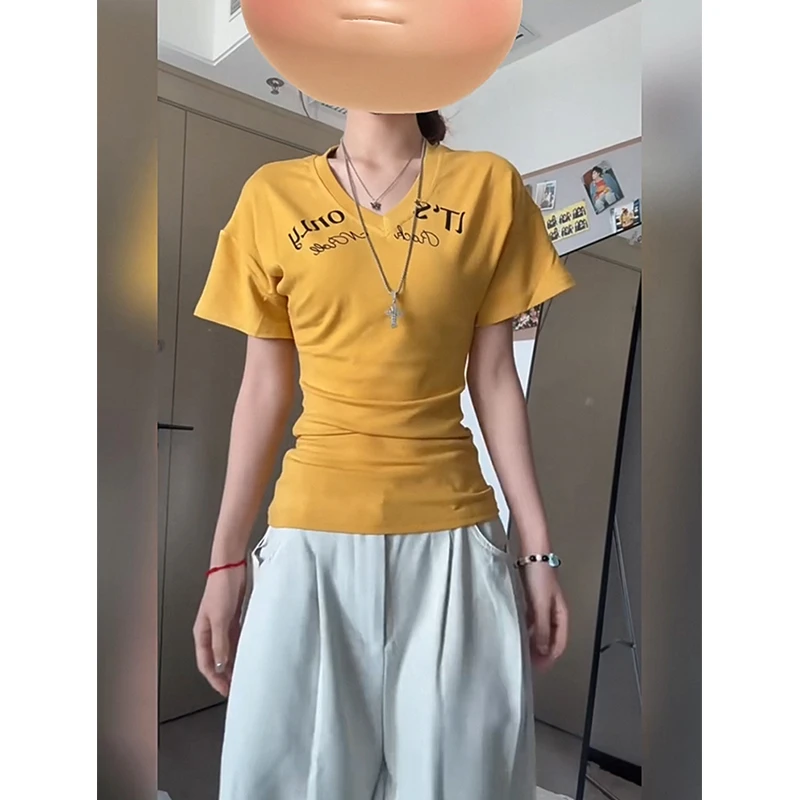 MUMU辣妹韩版夏季辣妹字母印花短袖T恤美式夏chic短款上衣女装