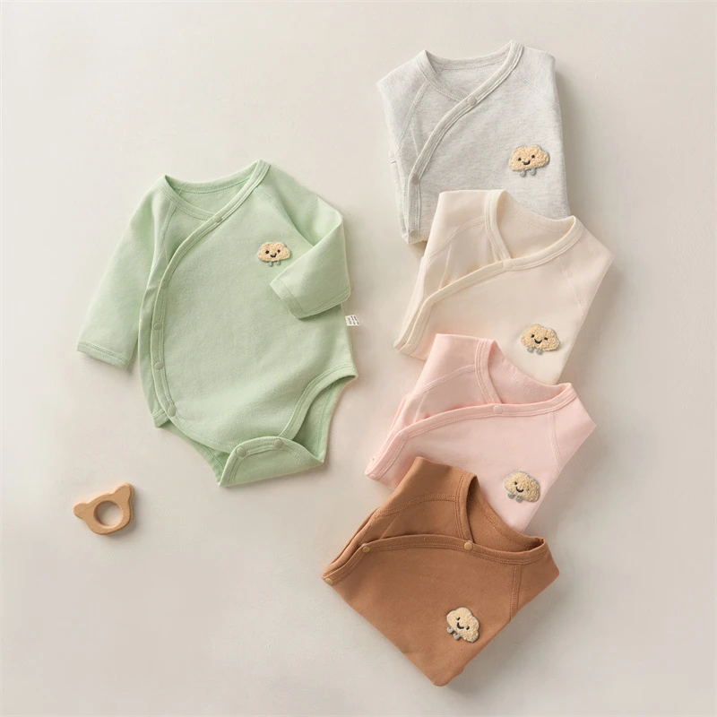 (拍2件送方巾)婴儿衣服宝宝纯棉包屁衣长袖A类无骨新生儿宝宝长袖