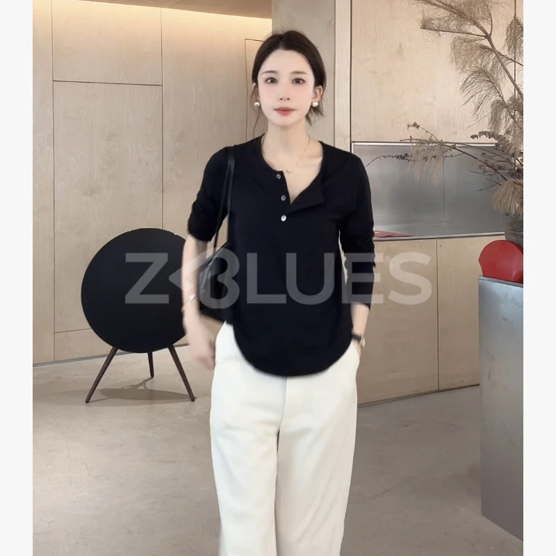 Z.blues【三粒扣打底】柔滑舒适亨利领长袖T恤YZLHKZ0091