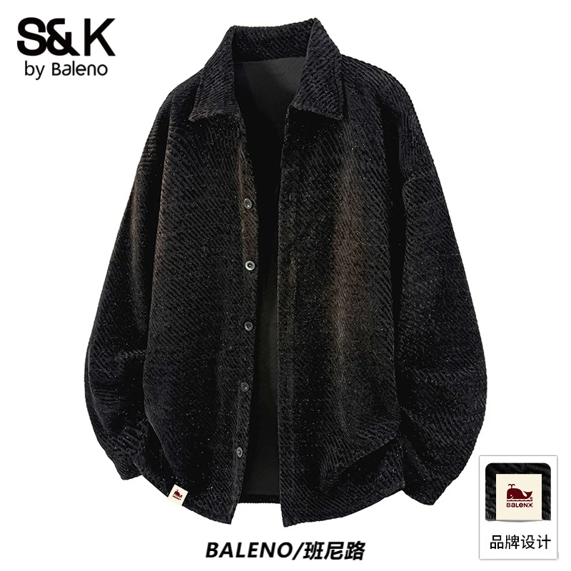 班尼路S&K美式夹克外套男士秋冬季新款宽松休闲开衫上衣加绒厚款
