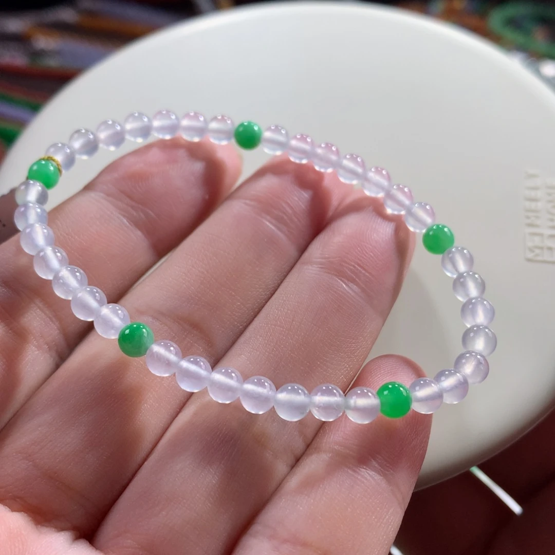翡翠未镶嵌手串翡翠玻璃钢小葱拌豆腐卡4.50+