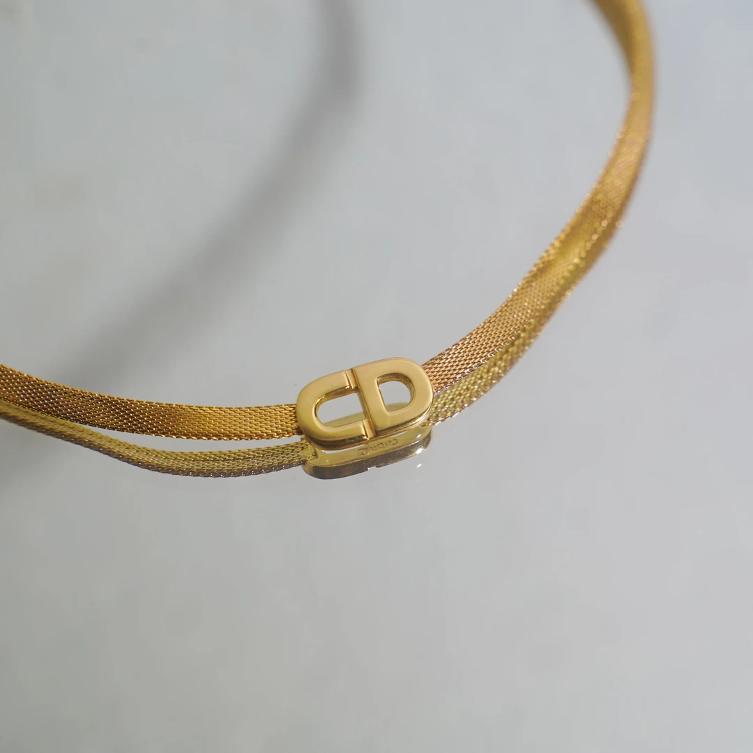 95新 DIOR/迪奥 DIOR/迪奥 猪鼻子宽链条项链带钻 cd62