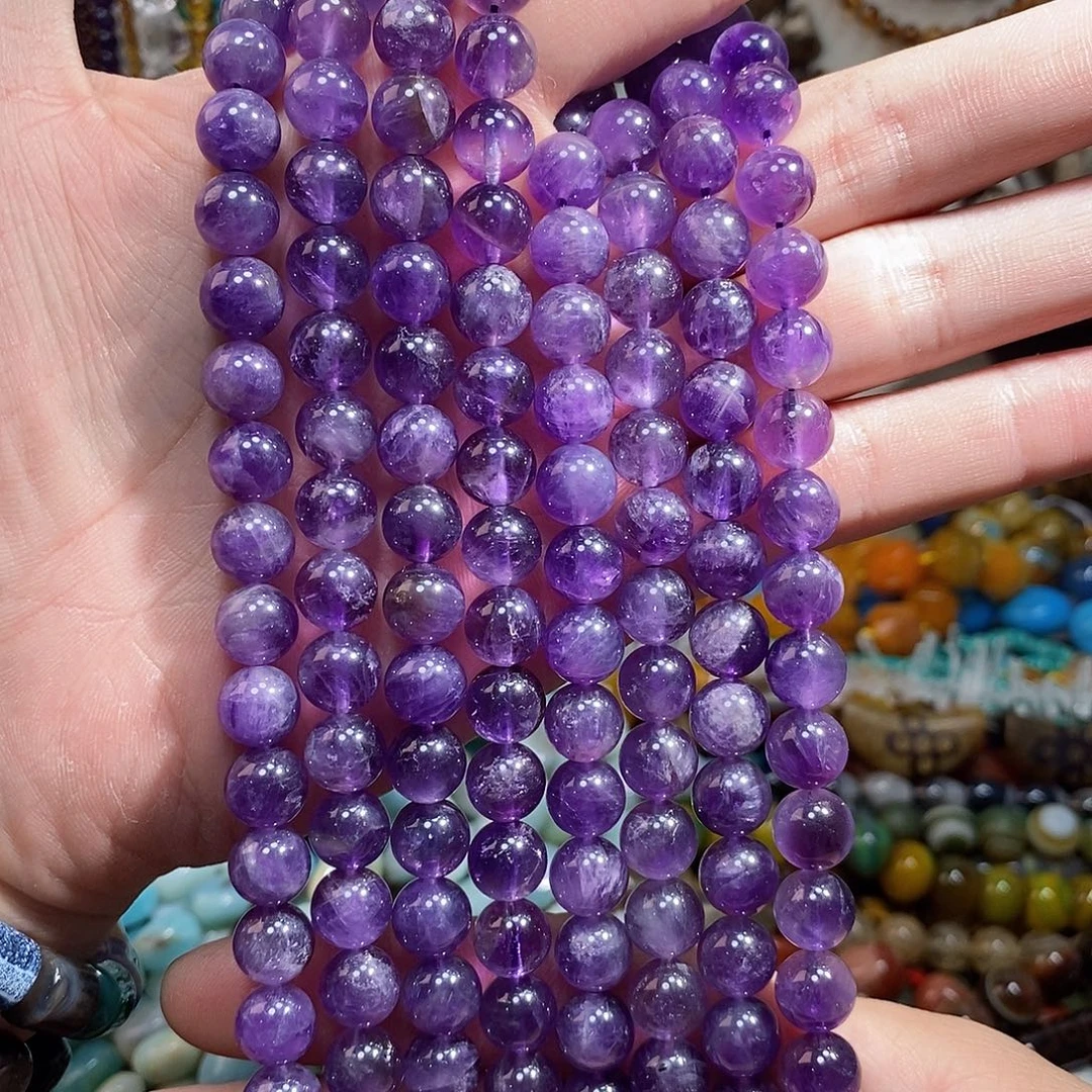 石英质玉未镶嵌，天然紫水晶10mm，