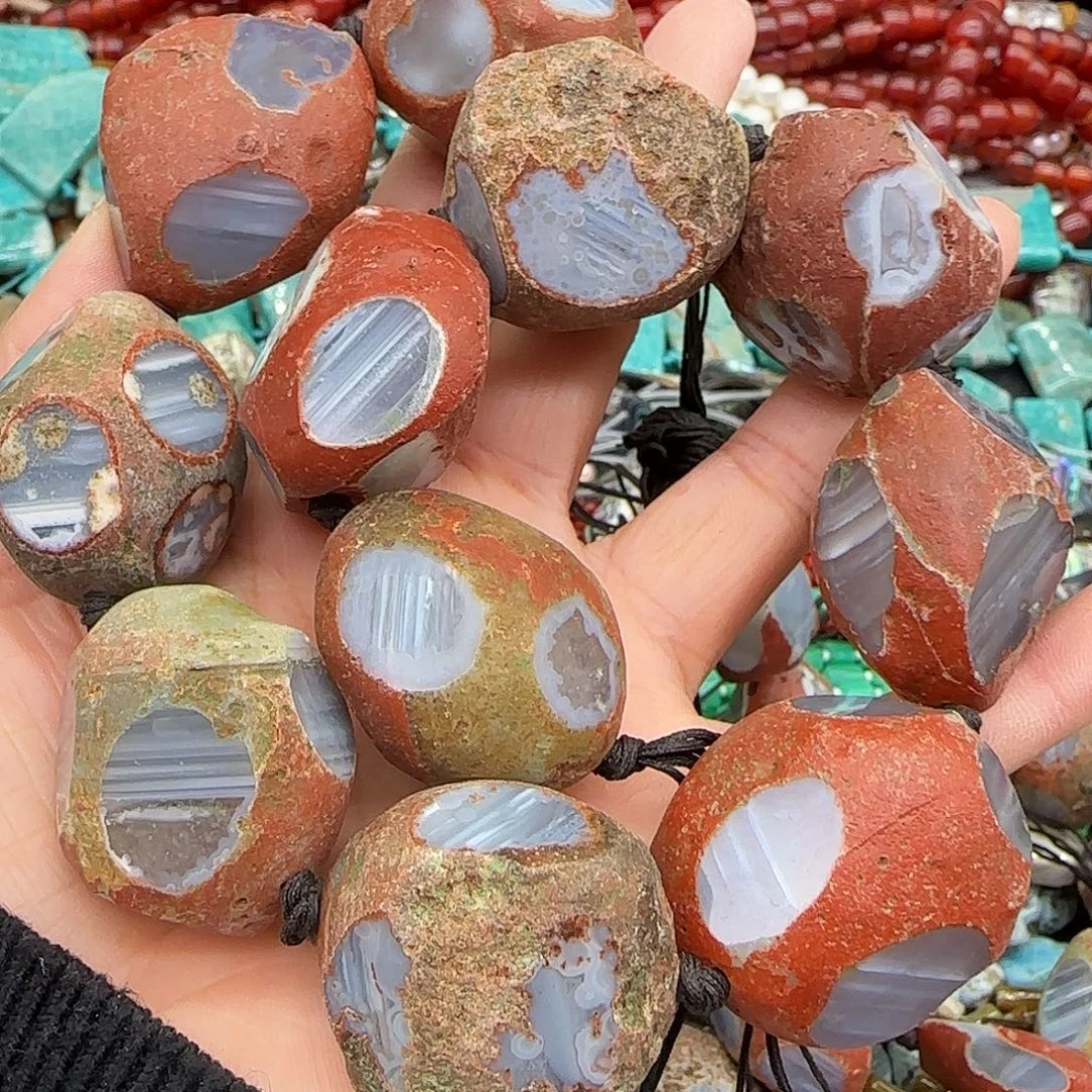 玛瑙/玉髓合金珠宝半成品蓝纹玛瑙原石一条