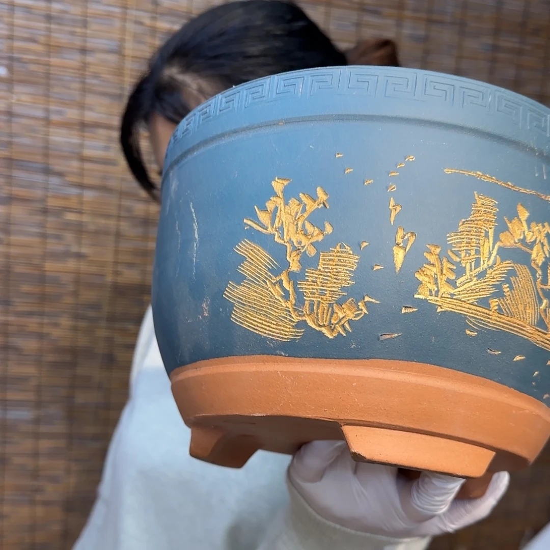 紫砂花盆紫砂口径瑕疵