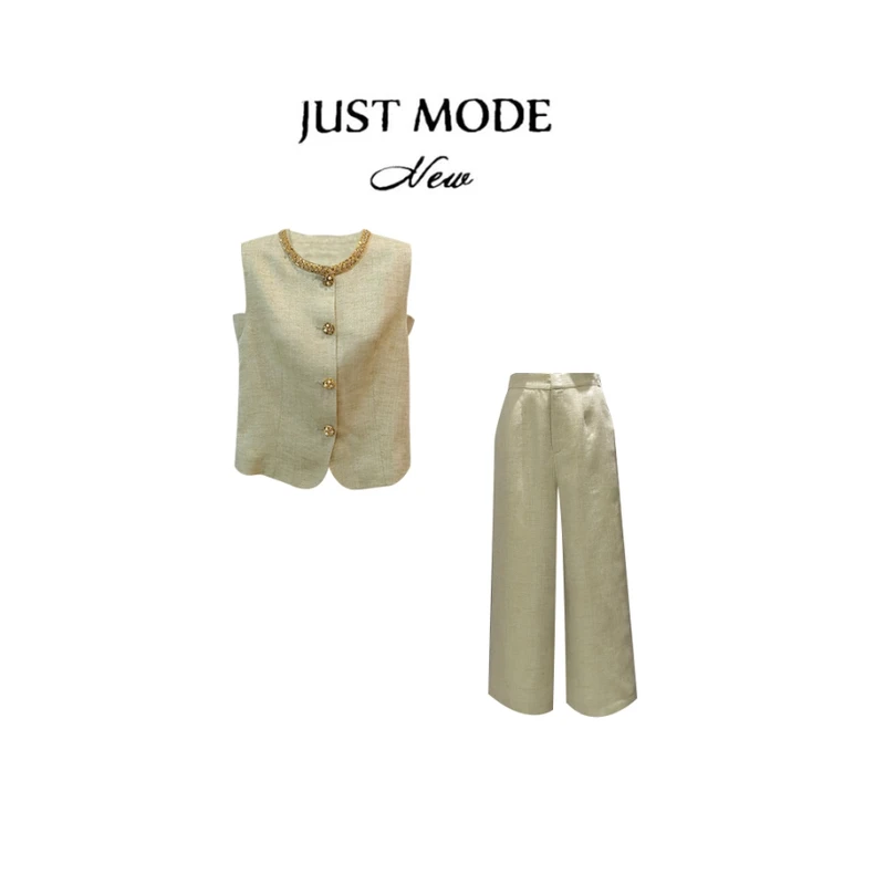 奶糖专属【团团云朵】夏季简约轻奢时尚套装女上衣+裤子两件套034