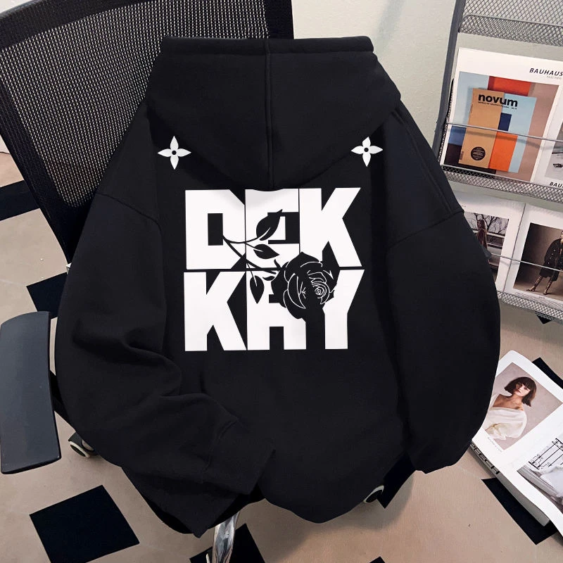 美式街头设计感潮酷重磅连帽卫衣男2025秋冬字母慵懒vibe风青少年