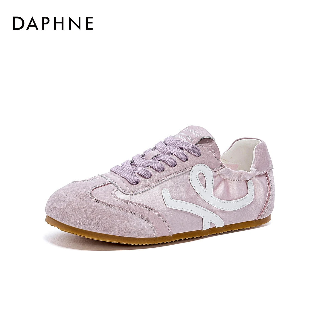 达芙妮2025春夏薄款千金风平跟粉色时尚德训鞋复古休闲鞋女鞋透气