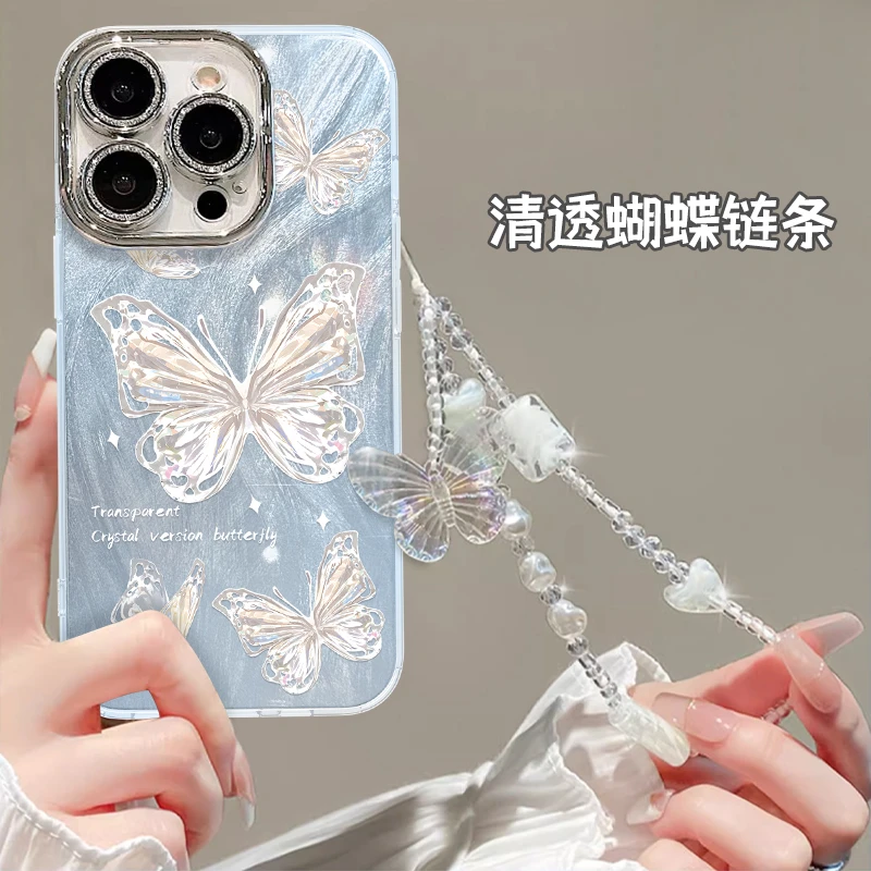 晕染蝴蝶手机壳适用于苹果16/oppo华为vivo高颜值流行创意网红新