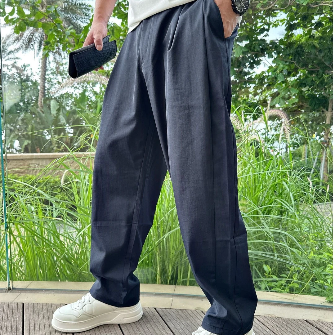 DIKALO FERRE/迪卡里奥 费雷D52XX693男士夏季新款亚麻纯色休闲裤
