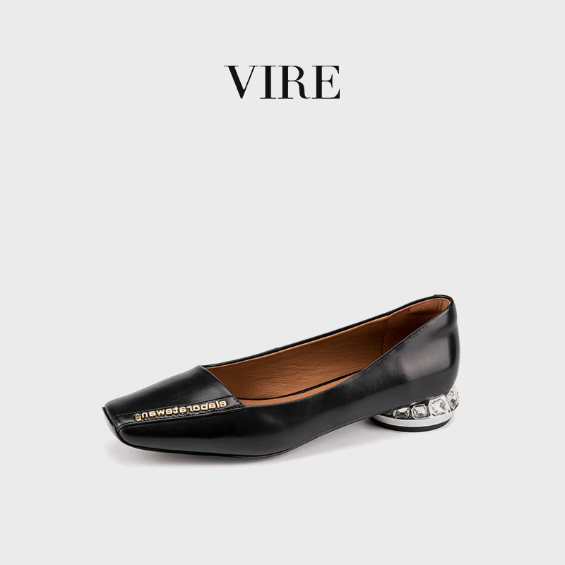 VIRE/9688785舒适时尚百搭低跟方头平底鞋单鞋D