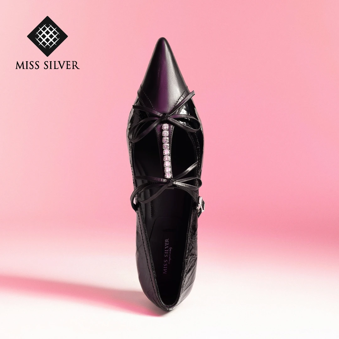 MISSSILVER平跟尖头鞋女2025春季新款时尚百搭爆款性感尖头单鞋