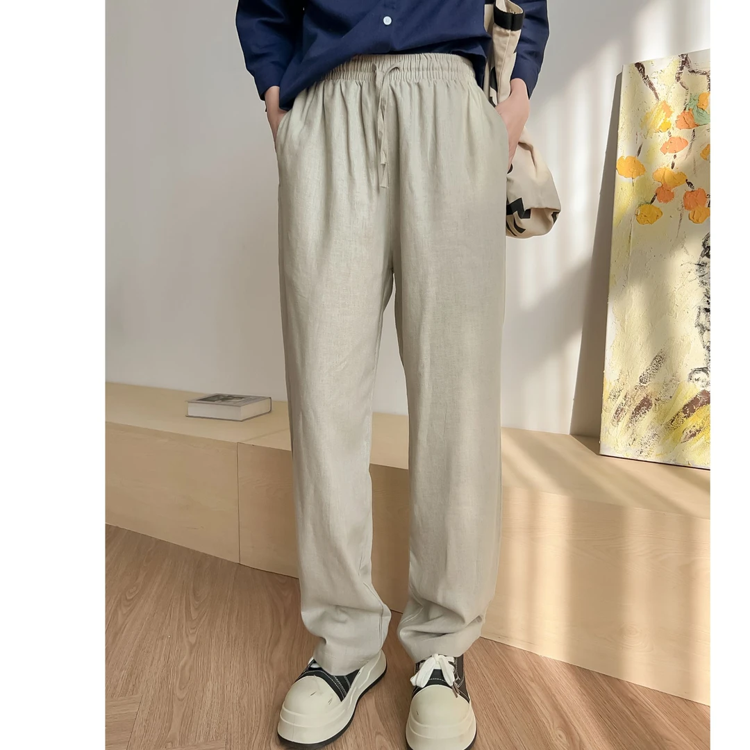 【麻友集2553】春夏新款纯色宽松百搭雨露&亚麻休闲裤大码裤子