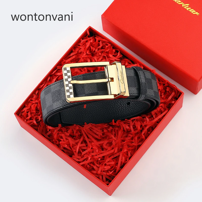 wontonvani【经典款】轻奢男士裤腰带高档针扣皮带真皮腰带潮流百搭