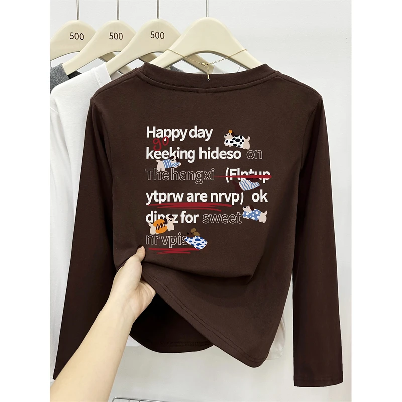 早秋款正肩长袖T恤女装时尚大码胖mm打底衫洋气流光风圆领上衣ins