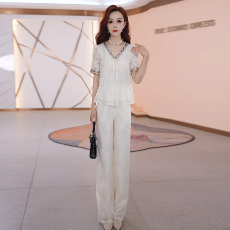 【两件套】夏季时尚女神修身洋气宽松气质休闲百搭显瘦减龄女装套裤