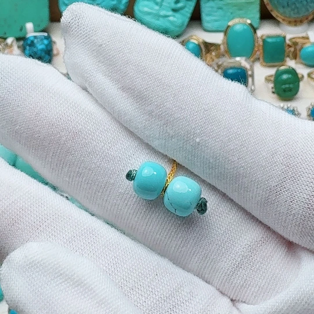 绿松石未镶嵌高瓷蓝老型 直径6.4