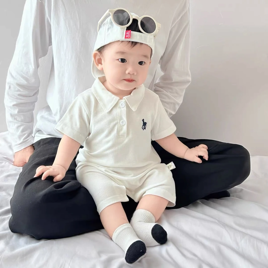 夏装婴儿连体衣夏季洋气百搭婴幼儿Polo衫短袖哈衣薄款宝宝翻领
