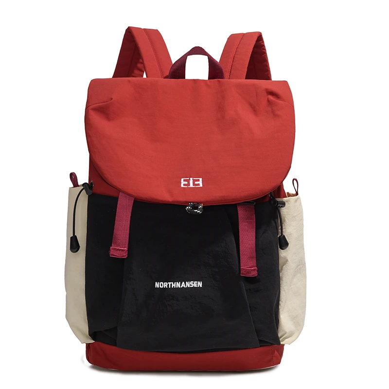 潮牌时尚春夏撞色设计感双肩包女轻便防水背包户外便携抽绳旅行包