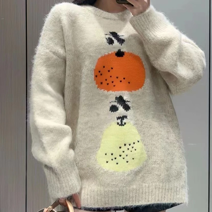 云朵定制 大吉大利红色慵懒软糯套头毛衣 冬季宽松保暖GN80