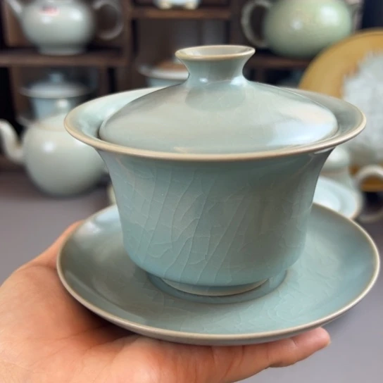 微瑕马蹄盖碗不带礼盒