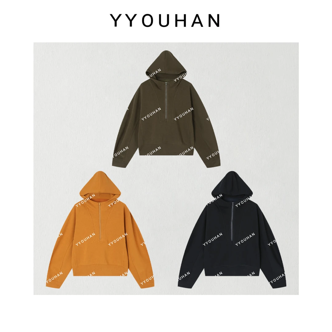 玖了个玖【芒果黄连帽卫衣】2025秋季新款宽松女士卫衣 2509C5752