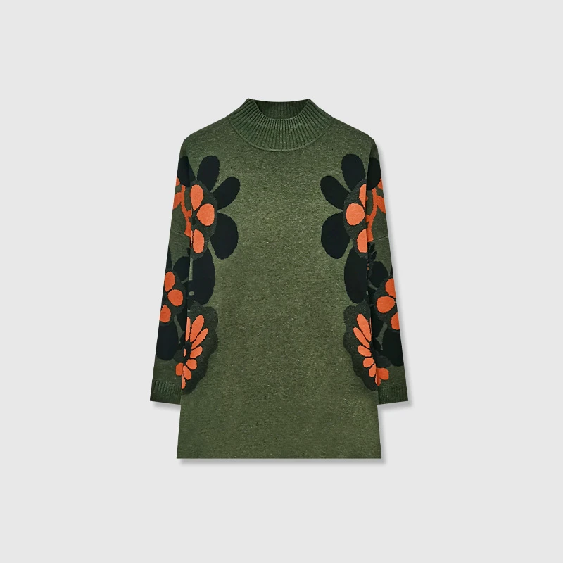 [DTS4]花橙时尚女士毛衫上衣洋气长袖显瘦大码女装4ZS01CZ216