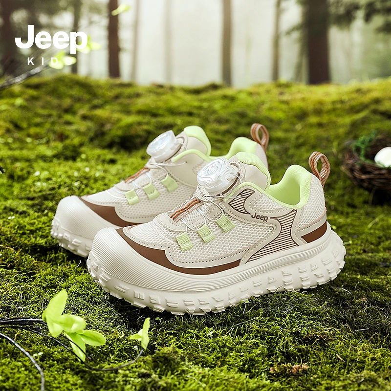 jeep童鞋男童户外休闲鞋2025春季新款软底魔术贴男女款网面运动鞋