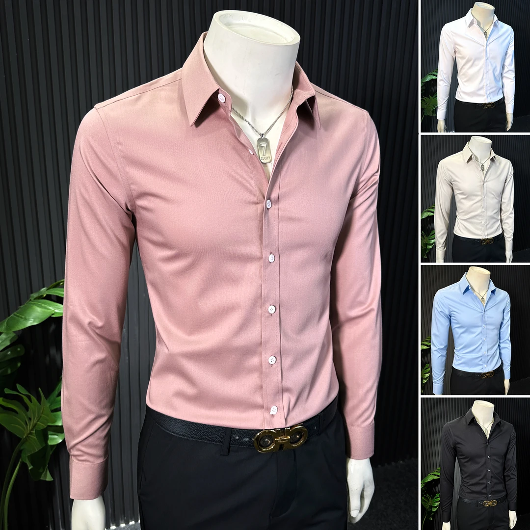 桑蚕丝长袖衬衫男款气场强大痞帅高级感男装商务休闲秋季男士衬衣