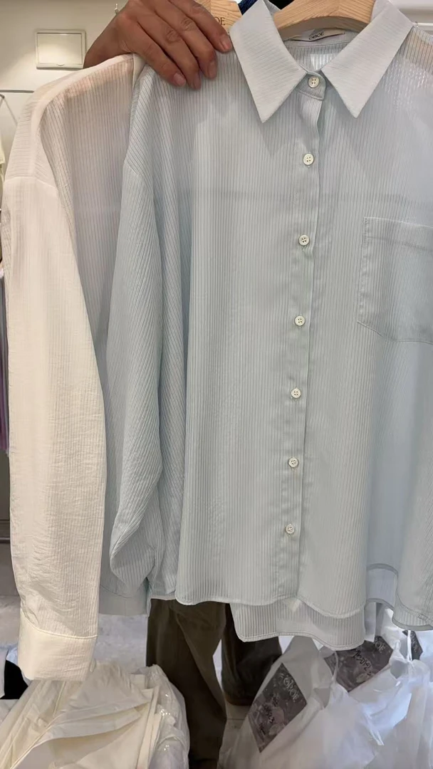 【慧姐韩国正品】2025春夏新款竖条防晒衬衫/N0退N0换