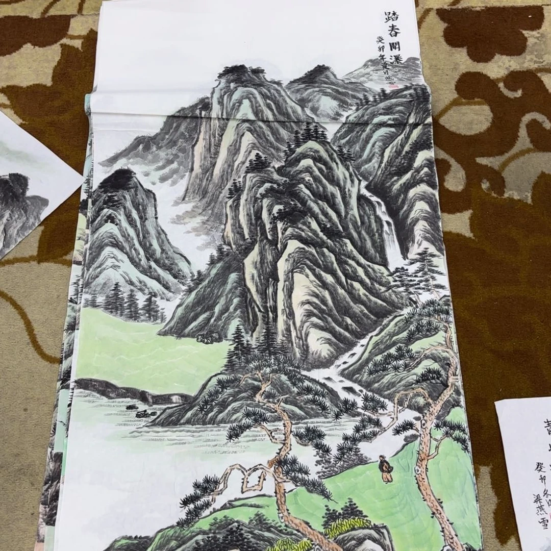 国画粱燕雪四尺童