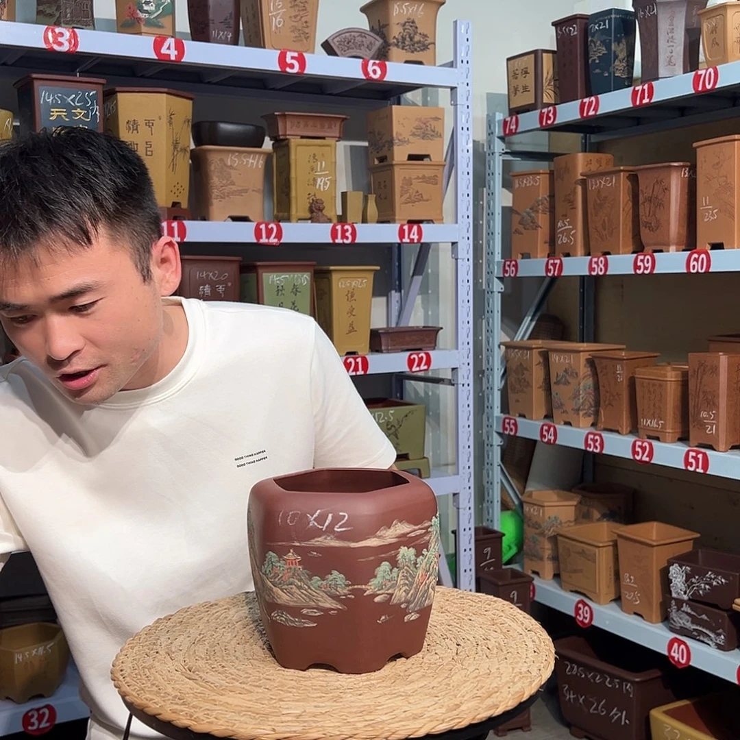 天心紫砂手工花盆