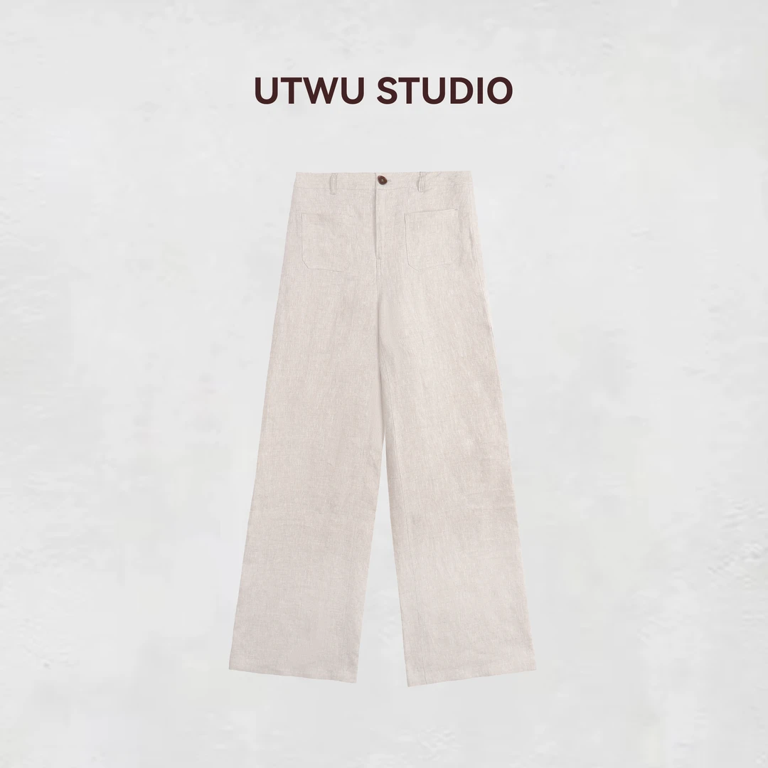 UTWU小敏「裤King」150G双口袋法国进口雨露麻显瘦原麻裤S25K1056