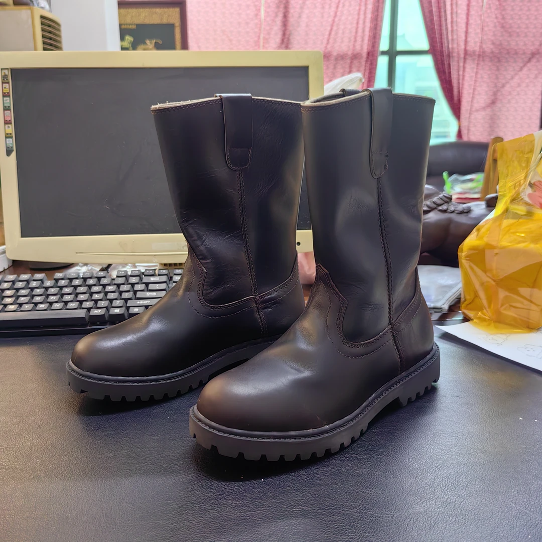 福利断码捡漏牛皮套筒男士户外机车工装马靴