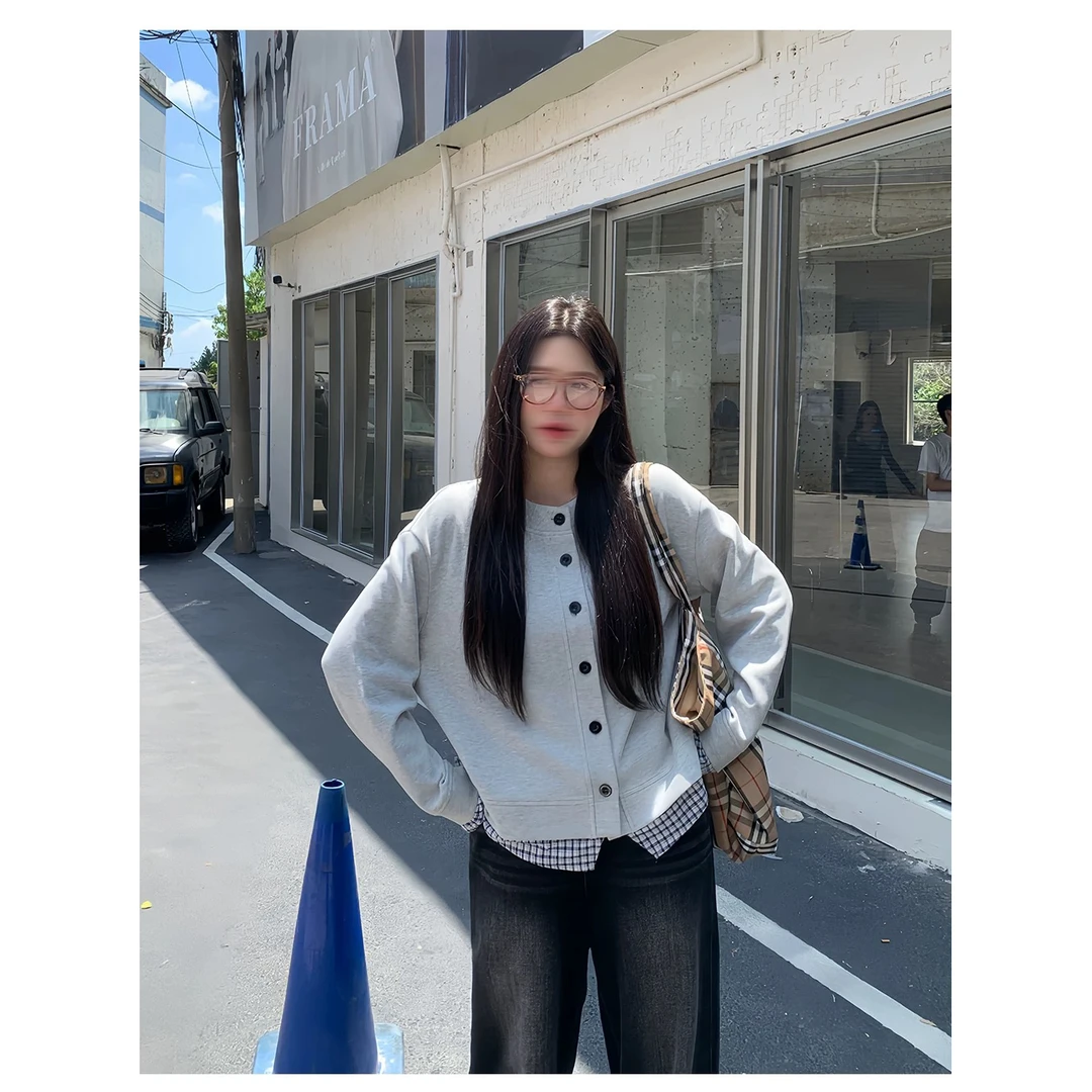 【小巧定制】XQ2688秋冬新款韩系休闲假两件百搭卫衣外套大码女装