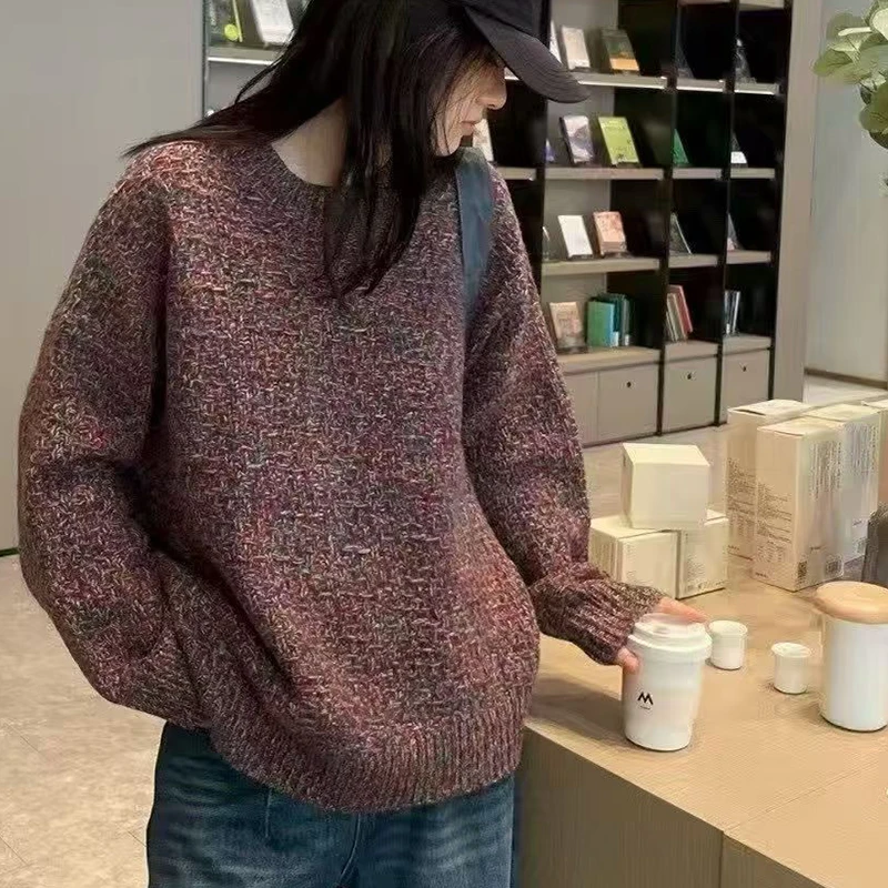 羊绒衫女圆领花纱加厚宽松欧洲站高端大牌针织打底衫加厚毛衣外套