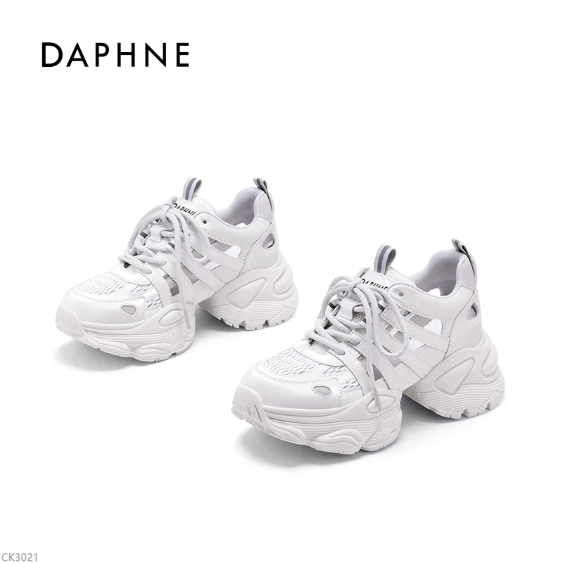 达芙妮透气运动鞋女镂空2025夏款厚底网面鞋增高百搭拼色老爹鞋L