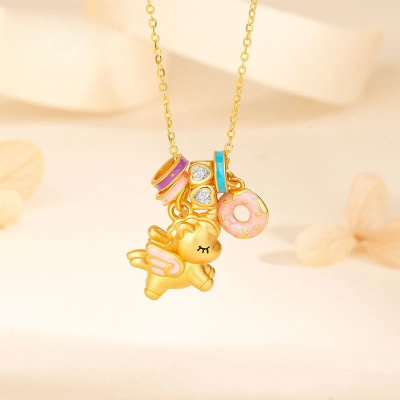 链子925银 s925纯银珐琅甜梦独角兽项链吊坠高级感七夕情人节礼物