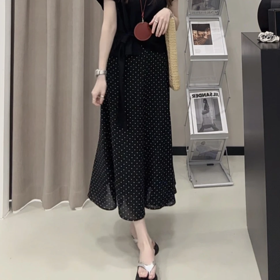 【ZMMY严选私服】夏季新款后松紧腰垂感显瘦波点半身裙5052706
