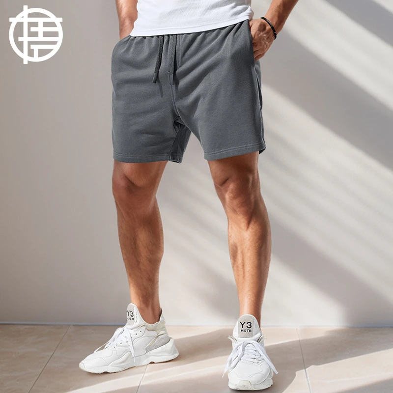 运动短裤男士跑步健身四分裤夏季纯色棉外穿休闲透气宽松4分中裤