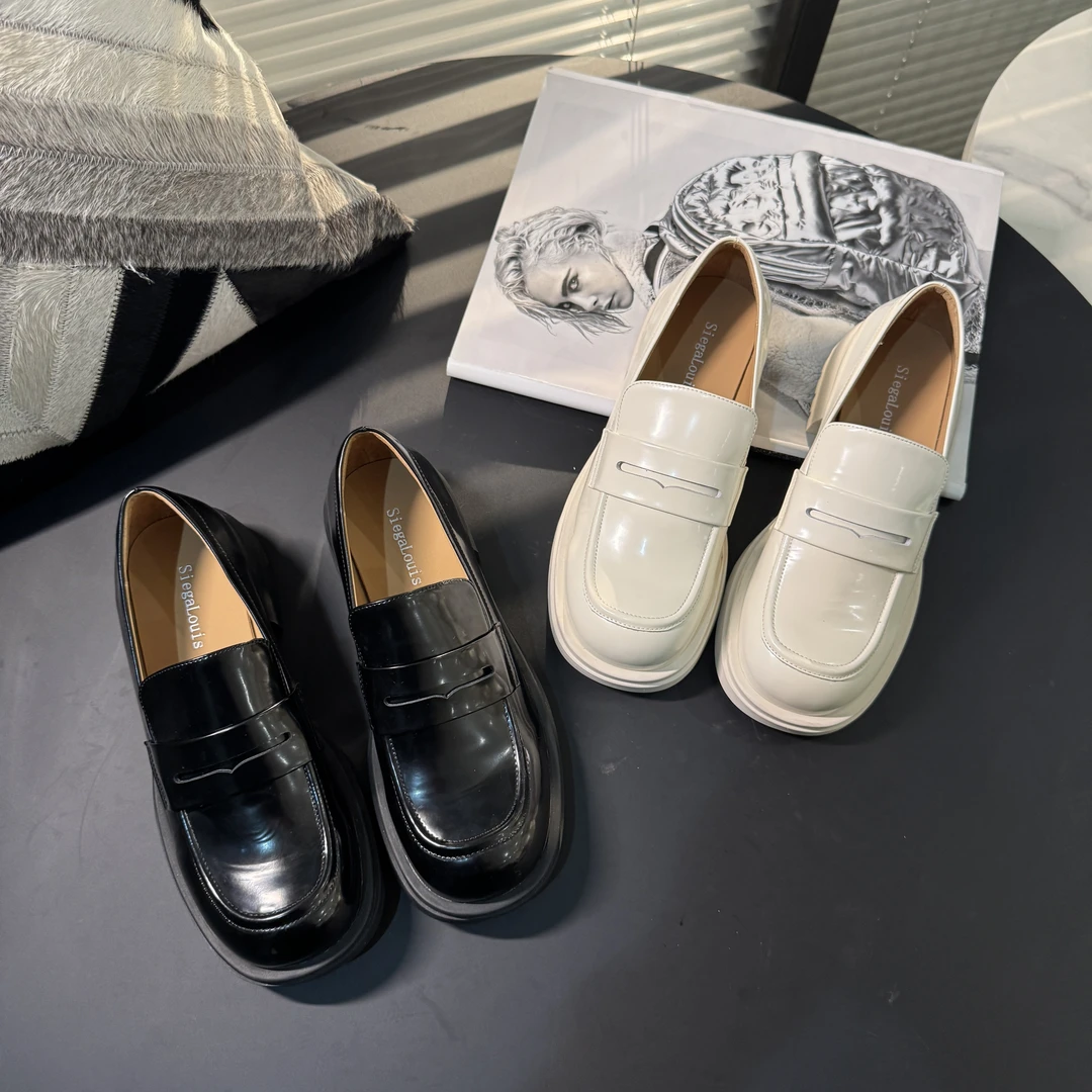 【老罗专属】EM2025春夏复古英伦风乐福鞋厚底时尚真皮女鞋023-19