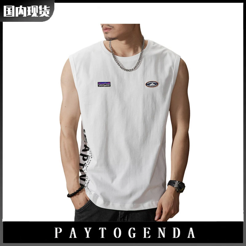 巴塔正品PAYTOGENDA潮现货无袖背心男士宽松夏季坎肩运动健身短袖