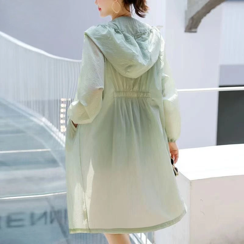 防晒衣女中长款2025年夏季新款韩版洋气薄款百搭风衣防晒服外套女