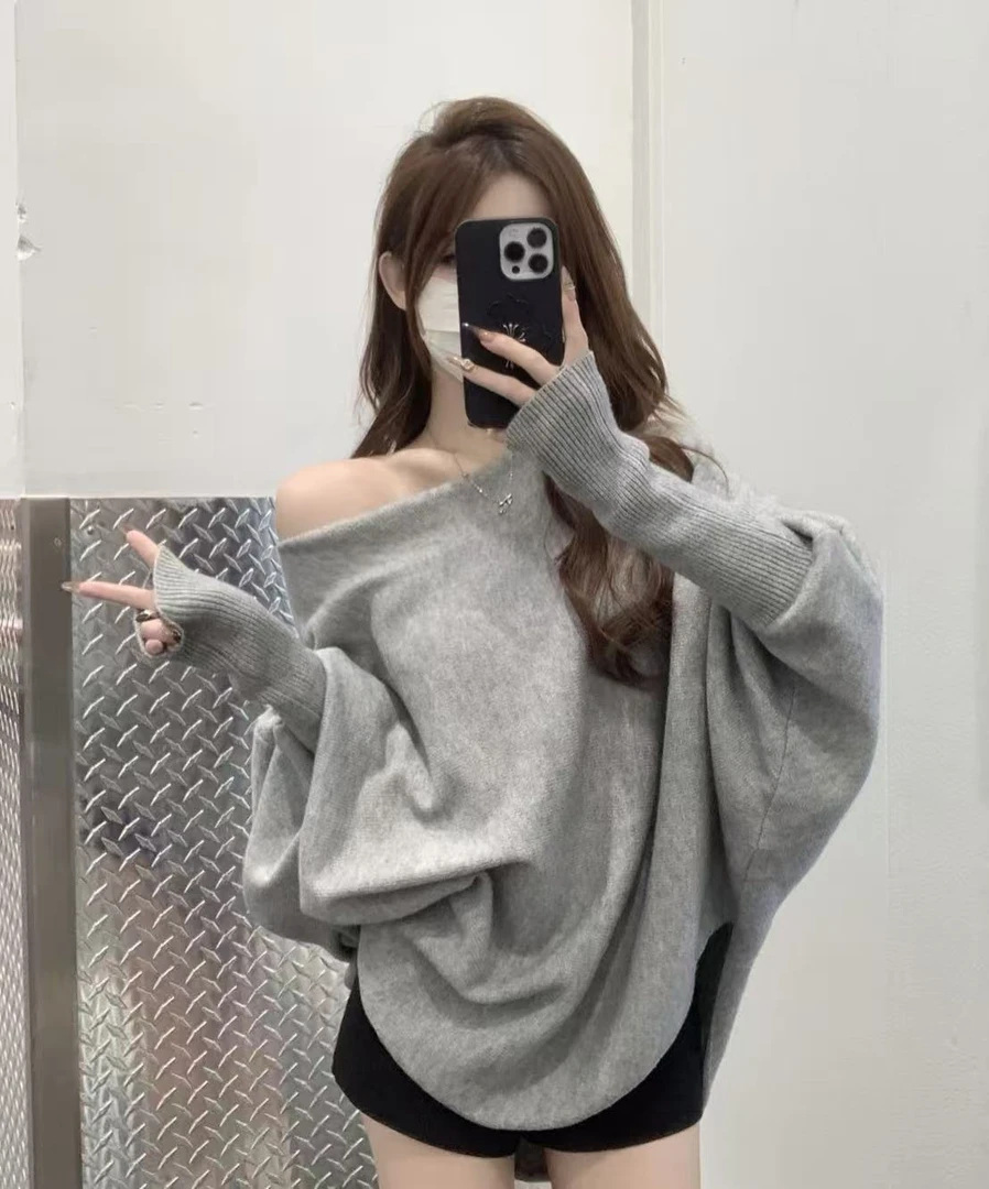 蝙蝠针织毛针织衫春秋女针织开衫针织衫上衣秋冬套头