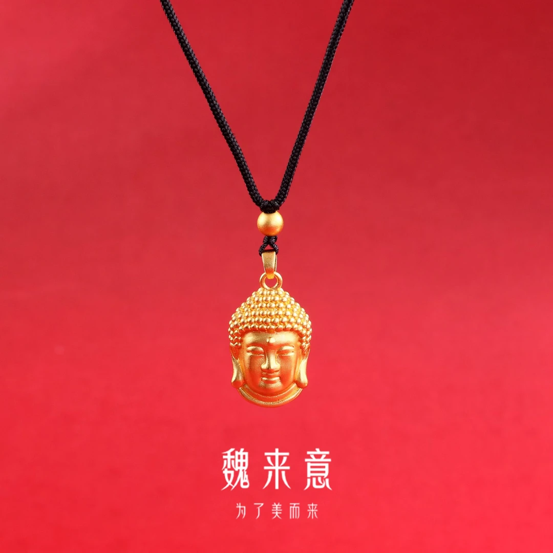 【魏来意】镀K金 佛头吊坠-30*18*9mm