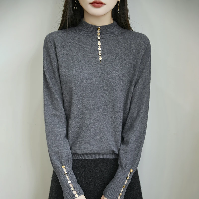 哥弟阿玛施官方新款半高领两面穿针织衫秋季时尚洋气百搭长袖上衣