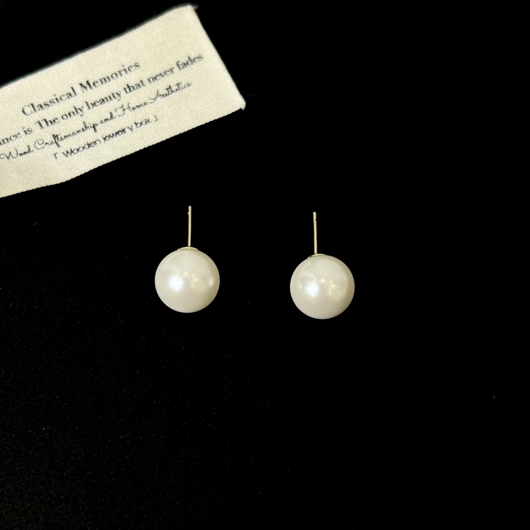 铜合金锆石耳饰 【馒头珠】10mm珠珠耳钉1141